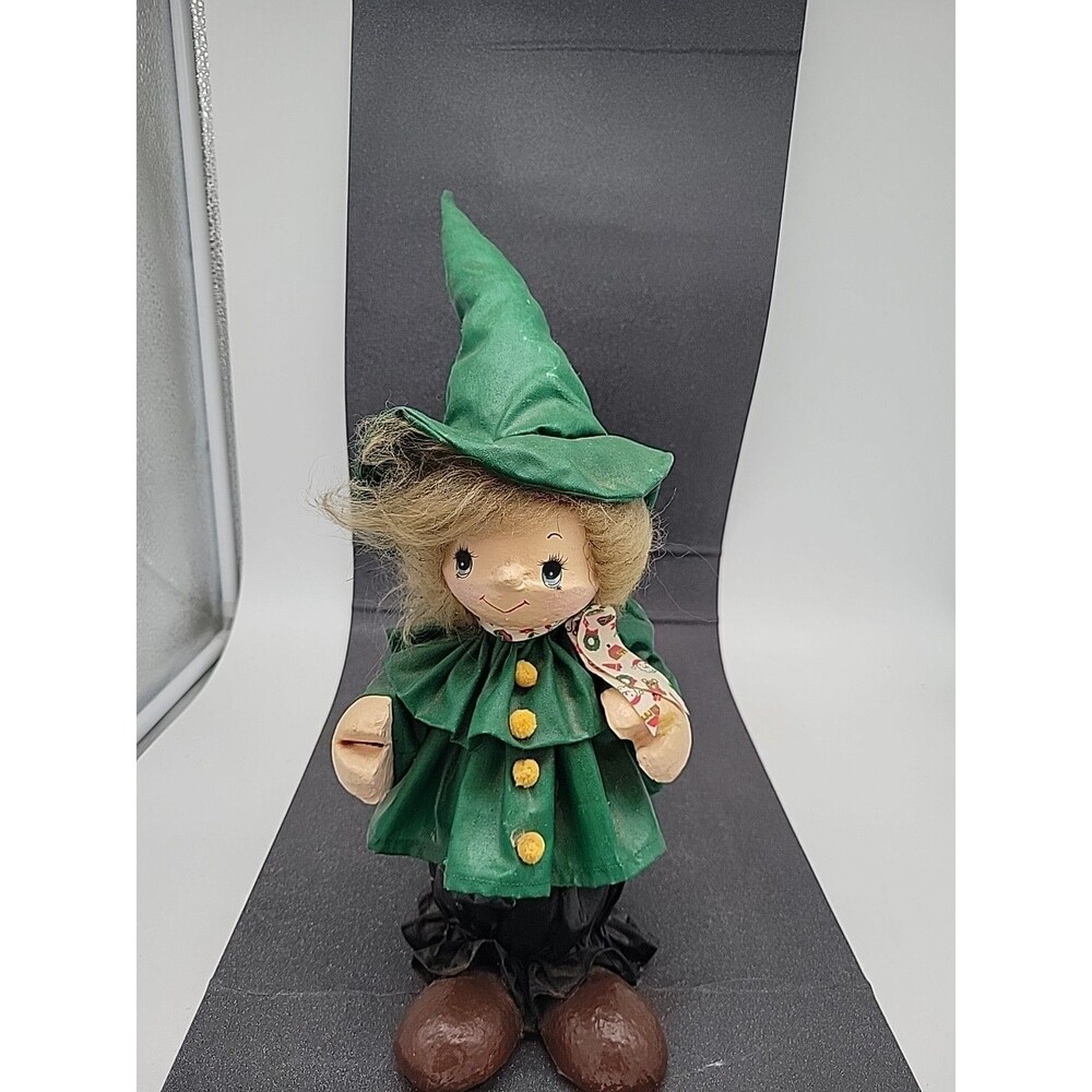 Vtg Paper Mache Elf Gnome Doll Christmas St. Patrick's Day Girl Handmade? Sprite
